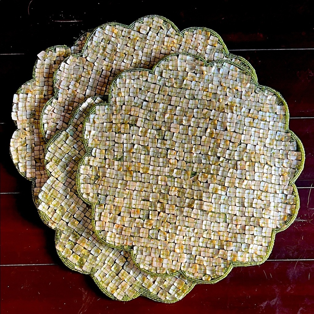 Saro Lifestyle Mother of Pearl Beaded Placemats, Set of 4